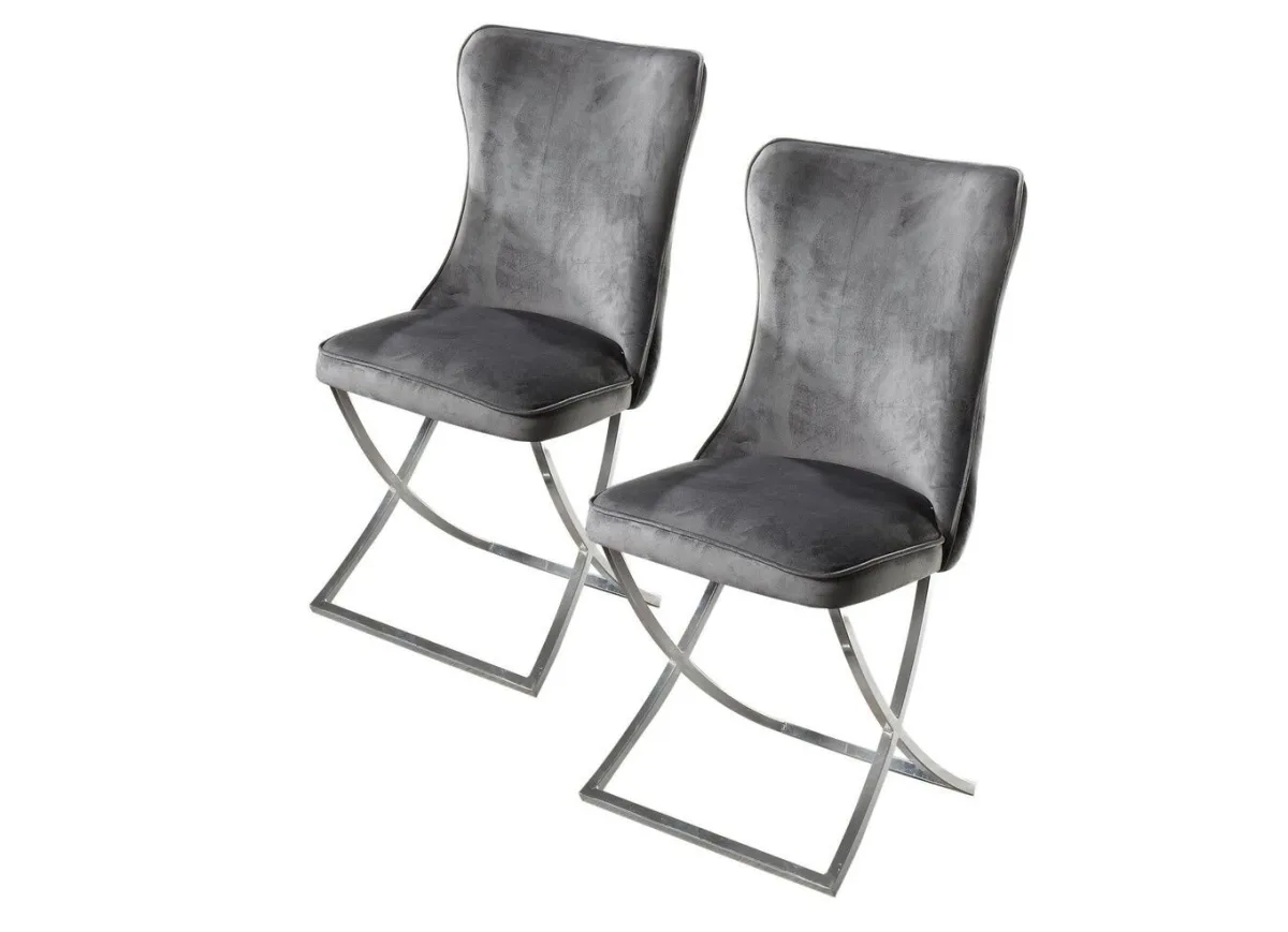 New BADER Trendige Esszimmer-Stühle, 2er-Set GRAU