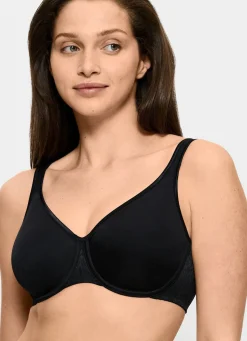 Clearance BADER Triumph-Comfort Minimizer-Bügel-BH mit elastischer Tüllstickereispitze SCHWARZ