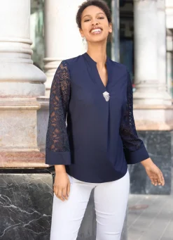 Sale BADER Tunika mit abnehmbarer Brosche NACHTBLAU