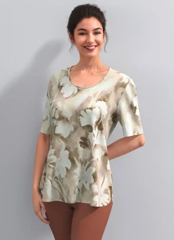 Discount BADER Tunika mit Bewegungsfalte TAUPE-ECRU-ROSENHOLZ-BUNT