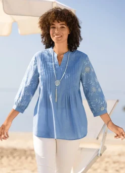 Hot BADER Tunika mit Biesenzier JEANSBLAU