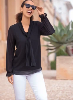 Sale BADER Tunika mit Bindeschluppe SCHWARZ