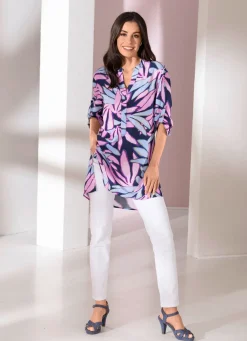 Hot BADER Tunika mit extra Länge ROSÉ-MARINE-BLEU