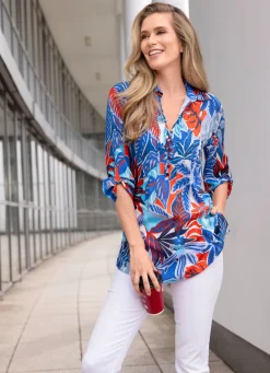 Hot BADER Tunika mit Floraldessin ROT-BLAU-WEISS-BUNT