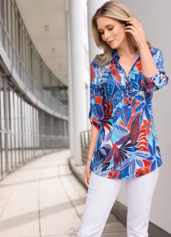 Hot BADER Tunika mit Floraldessin ROT-BLAU-WEISS-BUNT
