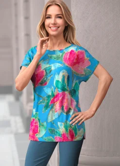 Discount BADER Tunika mit Seide BLAU-AZALEE-SMARAGDGRÜN-BUNT