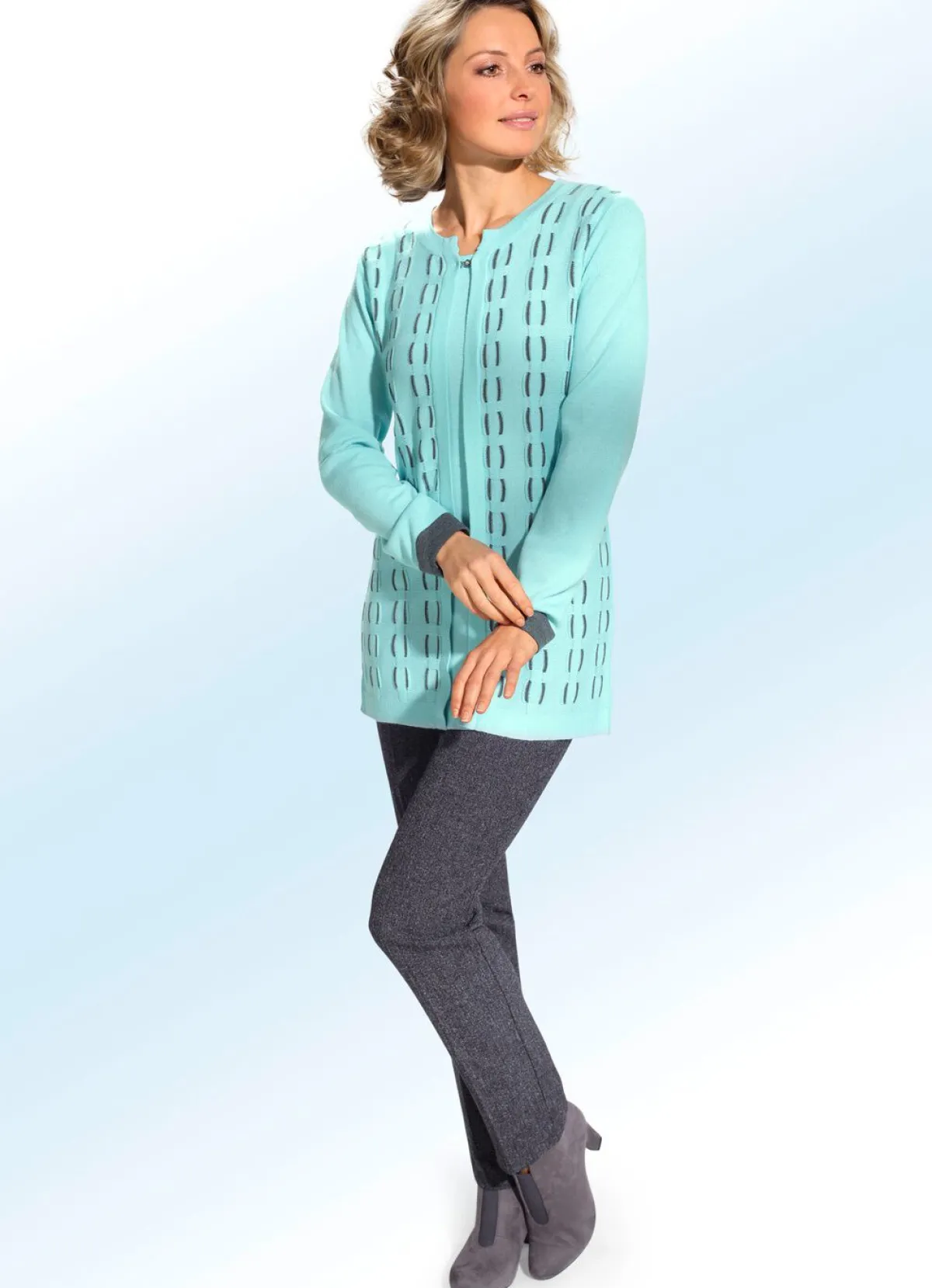 Discount KLAUS MODELLE MADE IN GERMANY Tweedhose in bequemer Schlupfform ANTHRAZIT MEL.