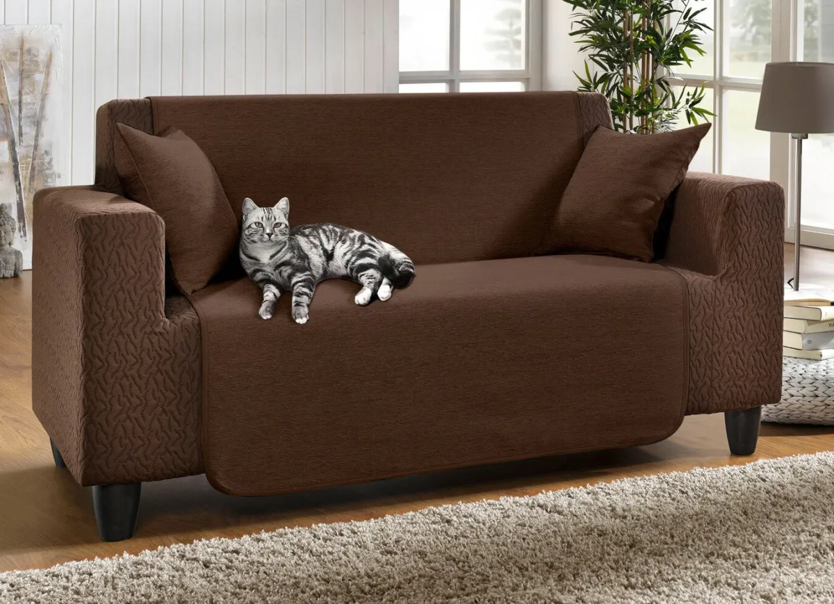 Best BADER Unempfindliche Sessel-,Couch- und Armlehnenschoner aus Chenille BRAUN
