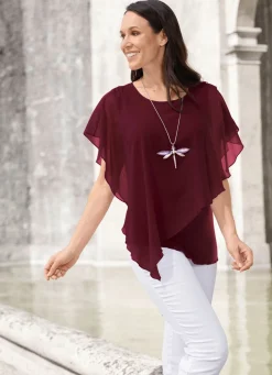 Online BADER Unifarbene Poncho-Tunika BORDEAUX