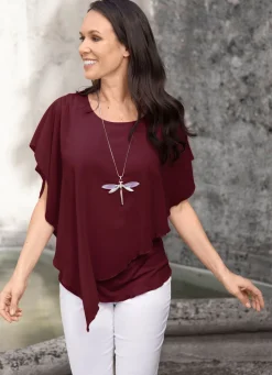Online BADER Unifarbene Poncho-Tunika BORDEAUX