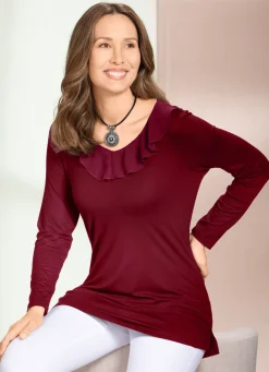 New BADER Unifarbene Shirt-Tunika BORDEAUX