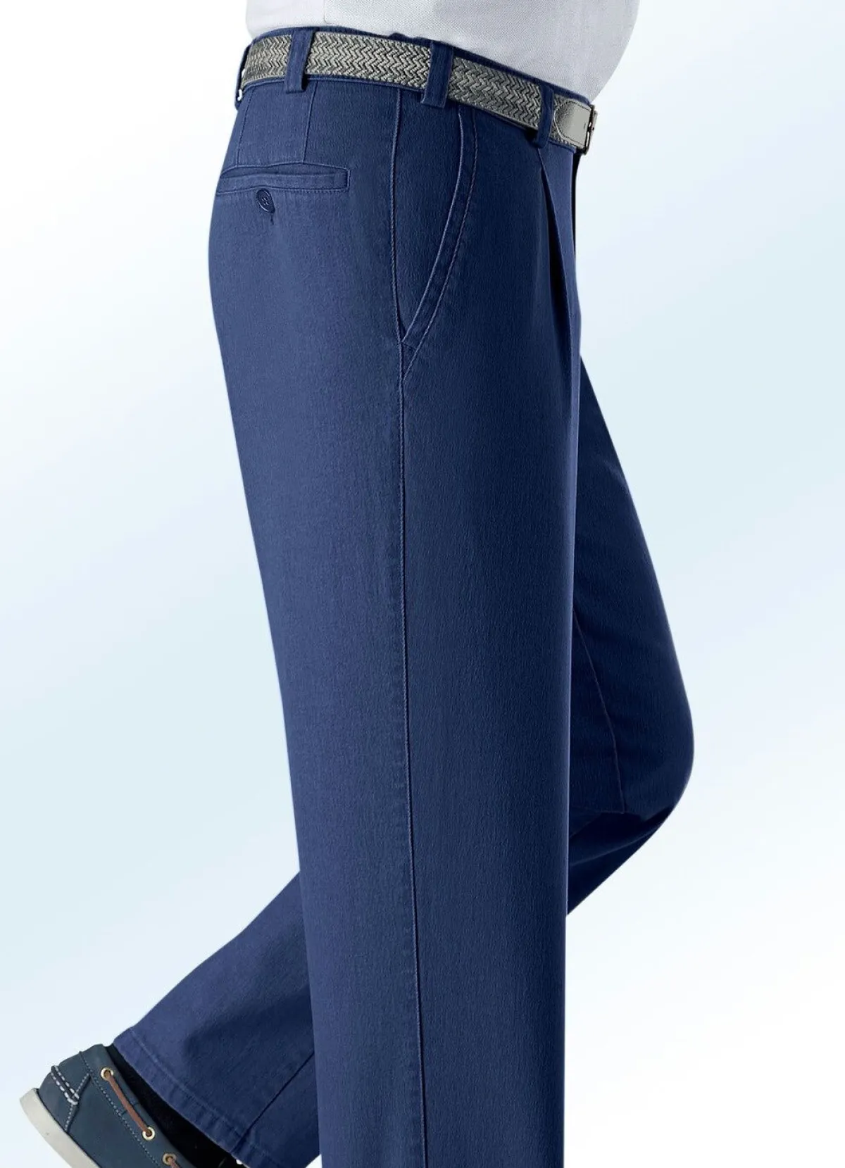BADER Unterbauch-Jeans mit Gürtel JEANSBLAU