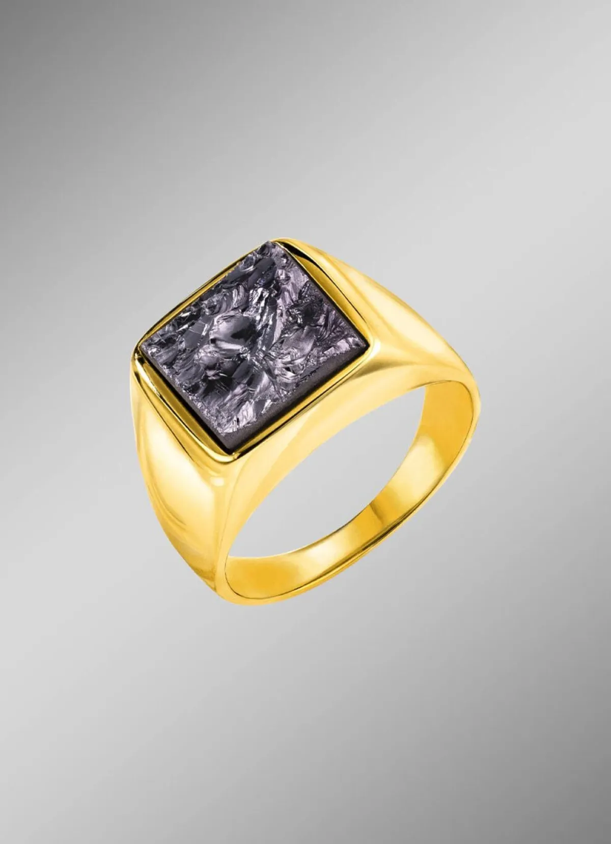 New BADER Vergoldeter Herrenring mit Silicium