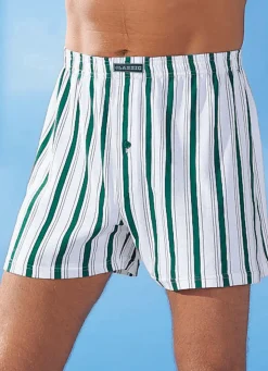 Clearance BADER Viererpack Boxershorts, bunt gestreift 2X WEISS-BORDEAUX, 1X WEISS-SMARAGD, 1X WEISS-NAVY