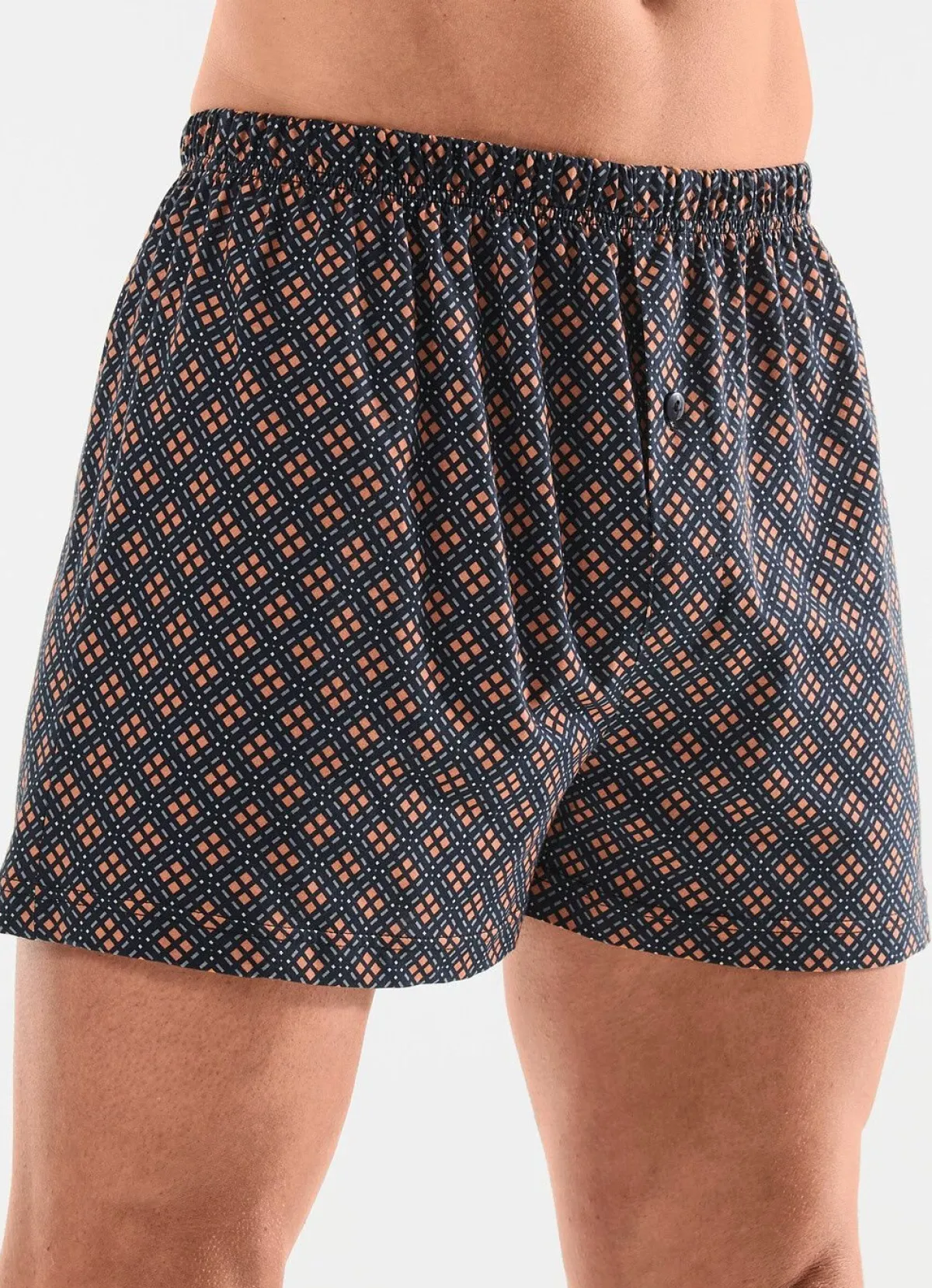 New BADER Viererpack Boxershorts mit knöpfbarem Eingriff 2X NAVY-BUNT, 2X UNI NAVY
