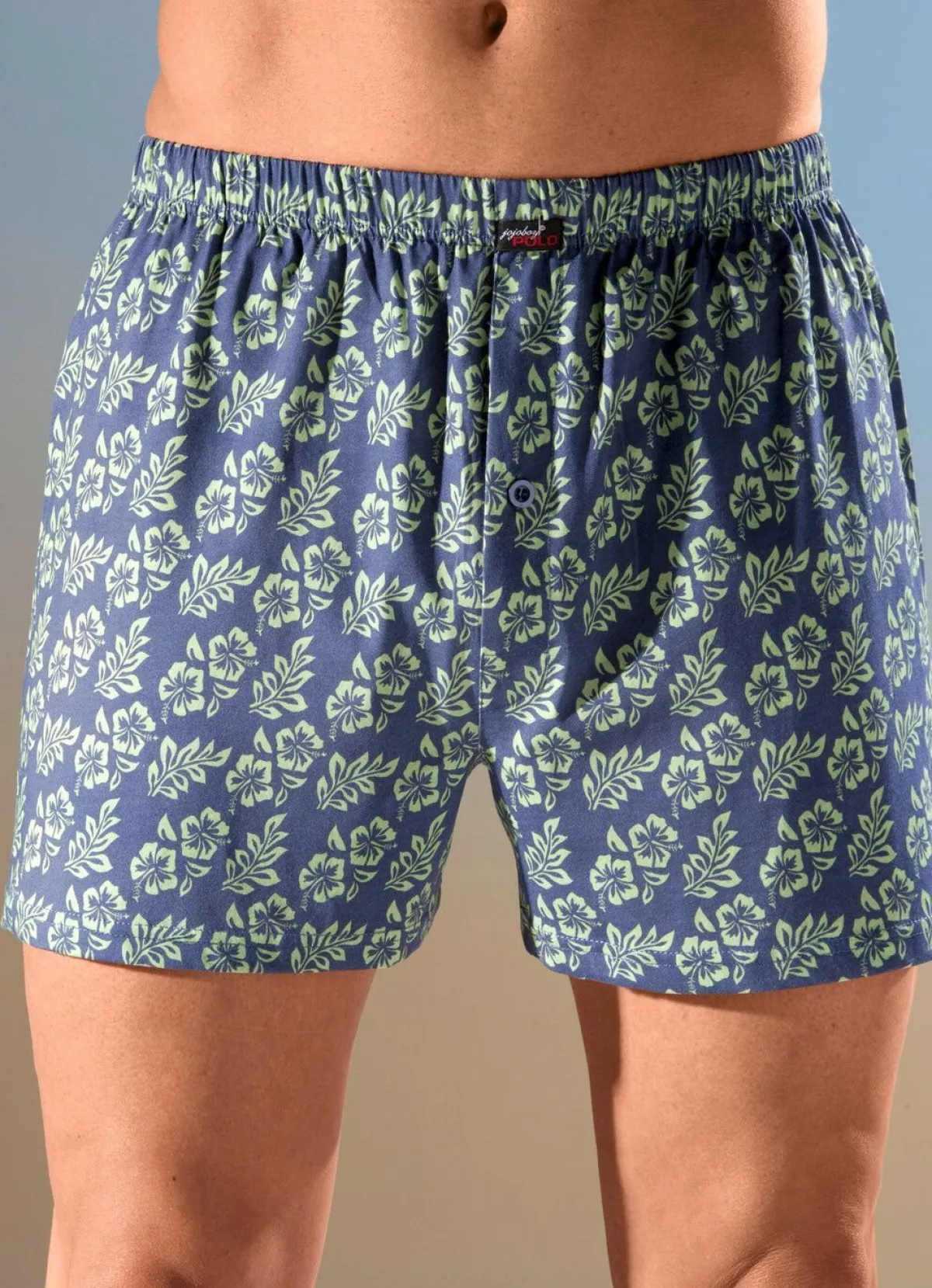 Online BADER Viererpack Boxershorts mit knöpfbarem Eingriff 2X GRAUBLAU-GRÜN, 2X GRÜN-GRAUBLAU