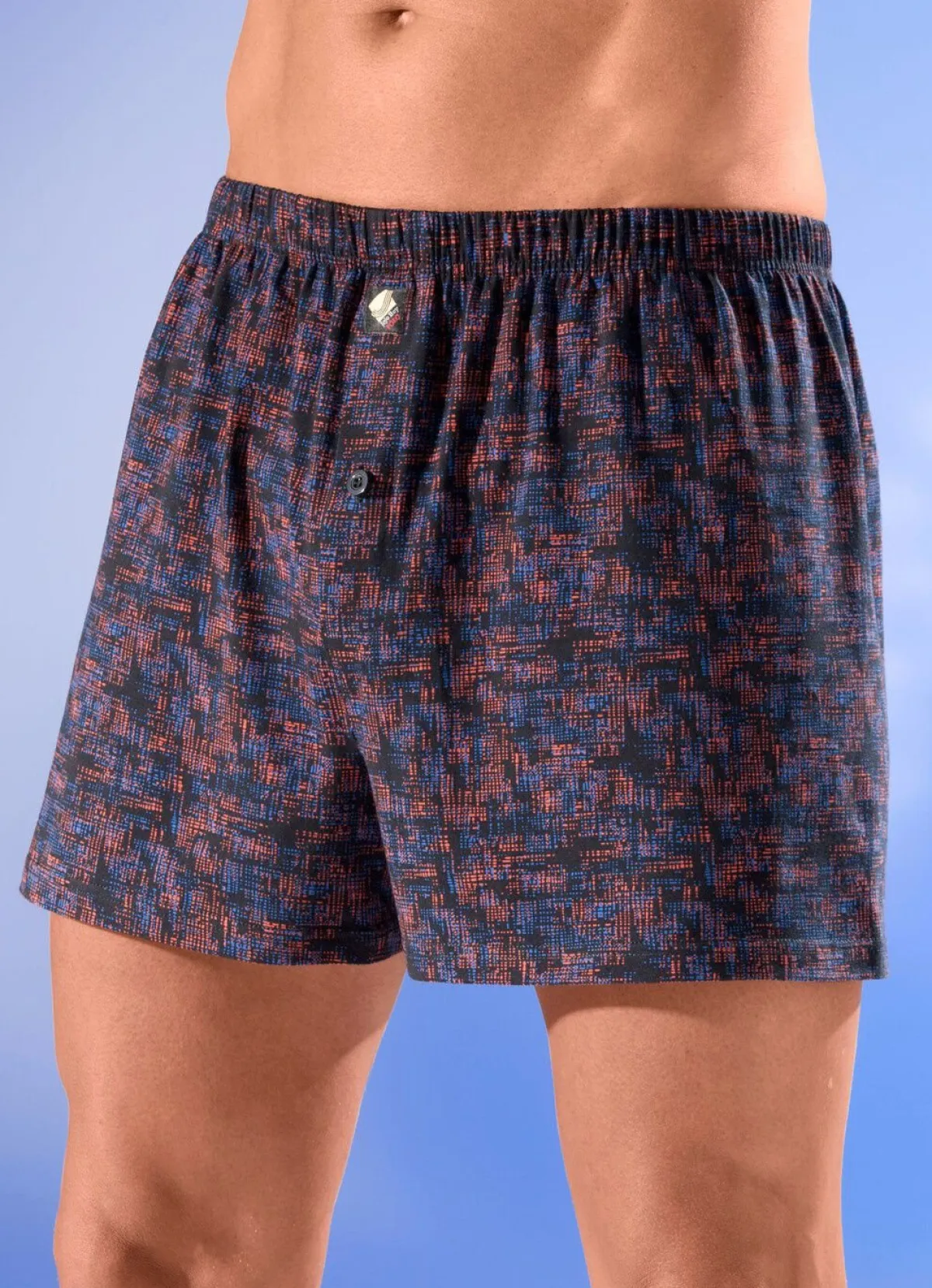 Best BADER Viererpack Boxershorts mit knöpfbarem Eingriff 2X SCHWARZ-BLAU-TERRA, 2X SCHWARZ-BLAU-GRAU