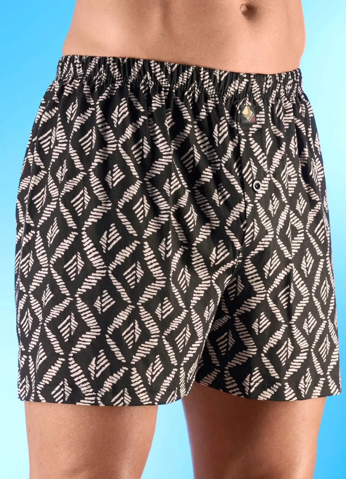 Clearance BADER Viererpack Boxershorts mit knöpfbarem Eingriff 2X SCHWARZ-SAND, 2X UNI SCHWARZ