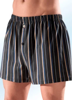 Online BADER Viererpack Boxershorts mit Streifendessin 2X SCHWARZ-BEIGE-MARINE, 2X MARINE-BEIGE-SCHWARZ