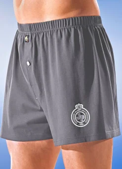 Discount BADER Viererpack Boxershorts, uni mit Druckmotiv 2X MARINE, 2X GRAFIT
