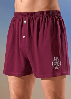 Clearance BADER Viererpack Boxershorts, uni mit Druckmotiv 2X BORDEAUX, 2X RAUCHBLAU