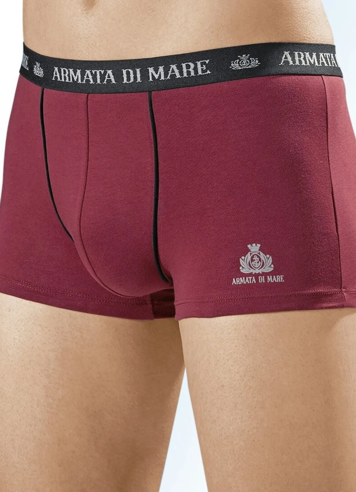 New Armata di Mare Viererpack Pants aus Feinjersey, mit Elastikbund 2x BORDEAUX, 1x DUNKELGRAU, 1x SCHWARZ