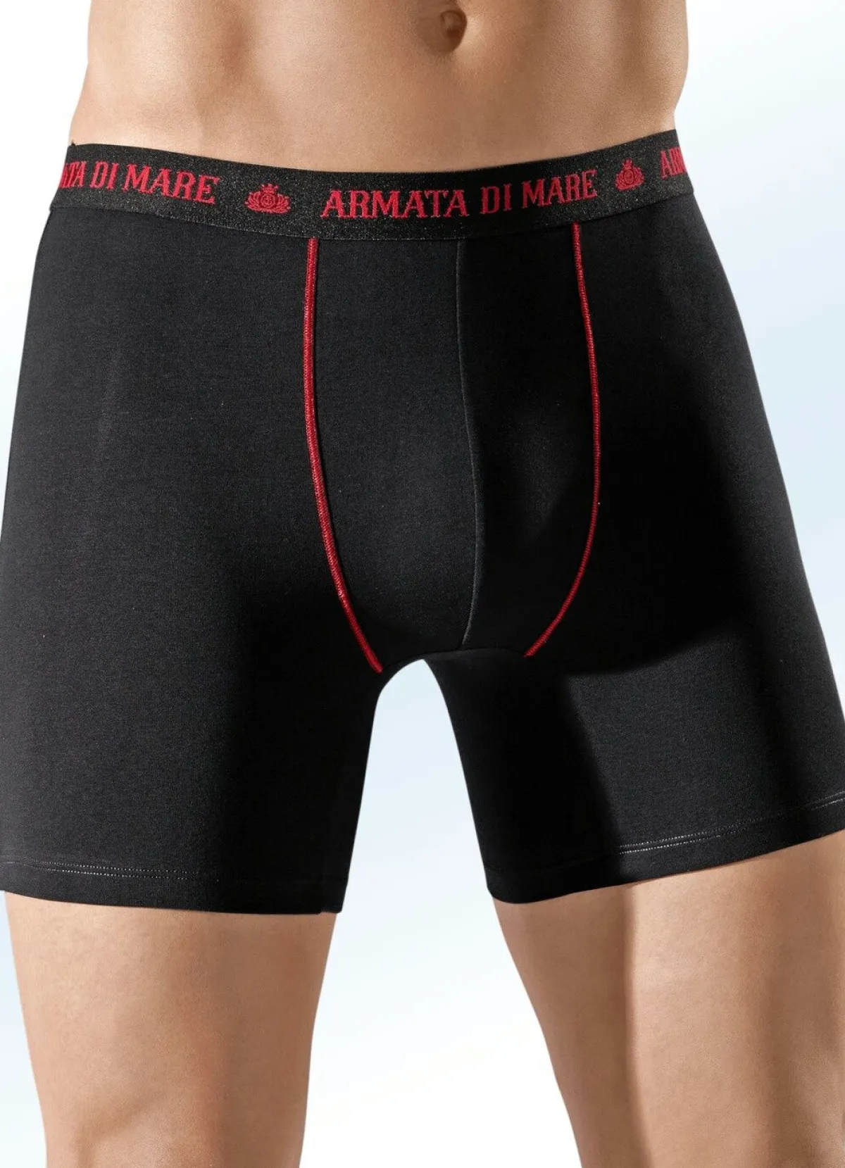 New Armata di Mare Viererpack Pants, mit Elastikbund, Kontrastnähten 2X SCHWARZ-ROT, 2X GRAU-ROT