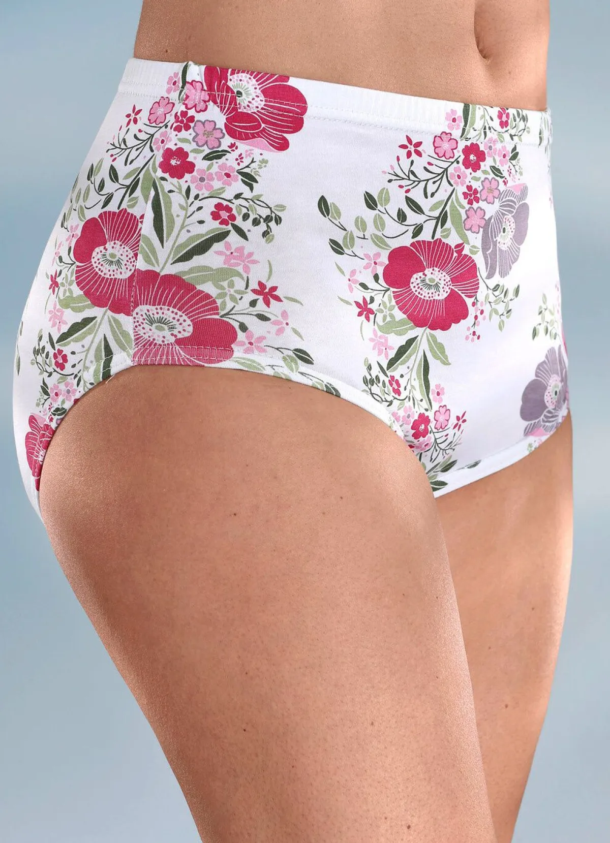 BADER Viererpack Slip mit hüschem Blumendessin WEISS-BUNT