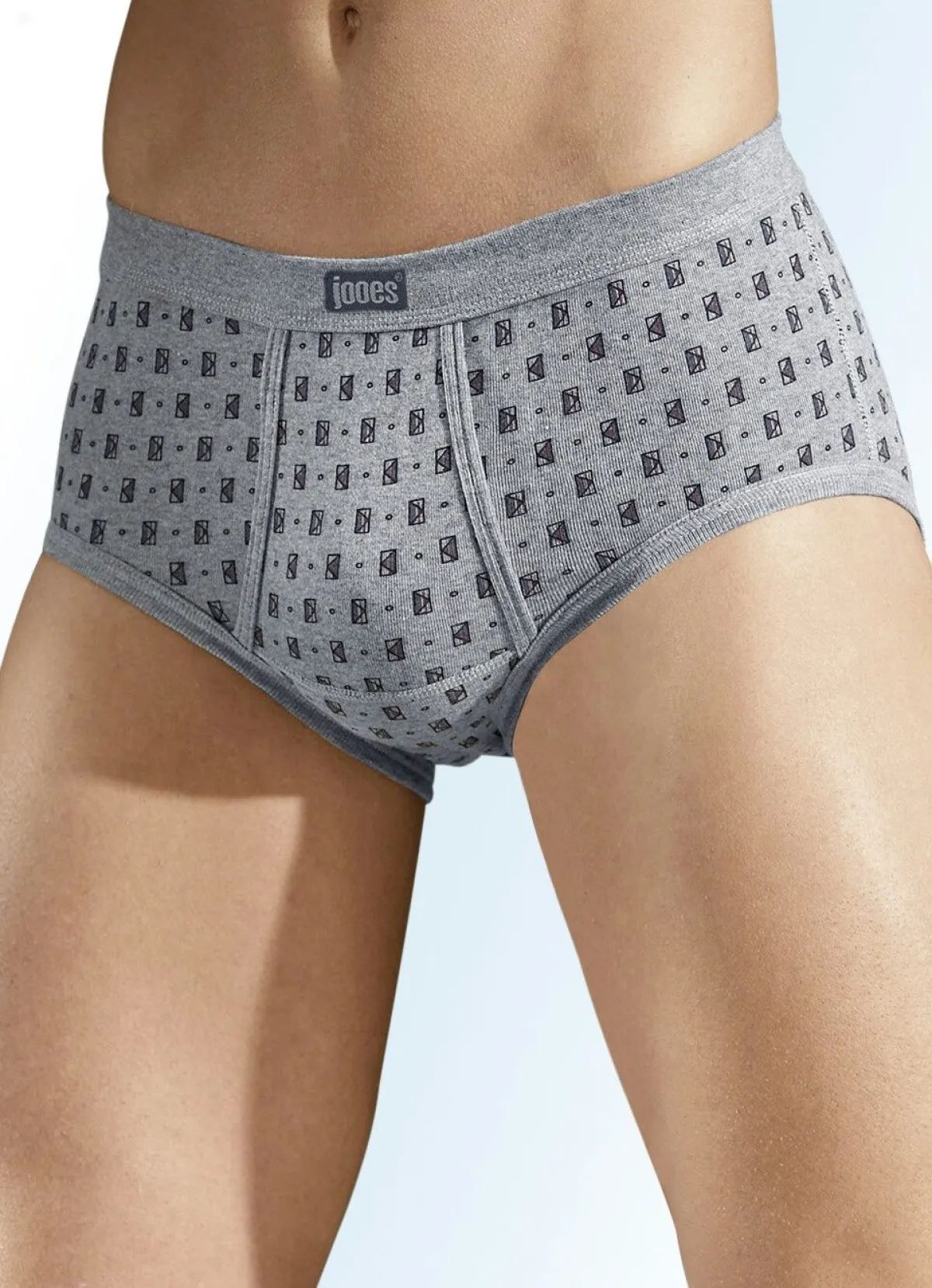 New BADER Viererpack Slips aus Feinripp, bunt dessiniert 2X STEINGRAU MELIERT-BUNT, 2X JEANSBLAU MELIERT-BUNT