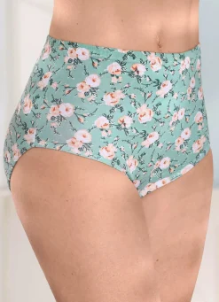 BADER Viererpack Slips mit hübschem Blumendessin 2X JADE-PUDER-GRÜN BEDRUCKT, 2X JADE