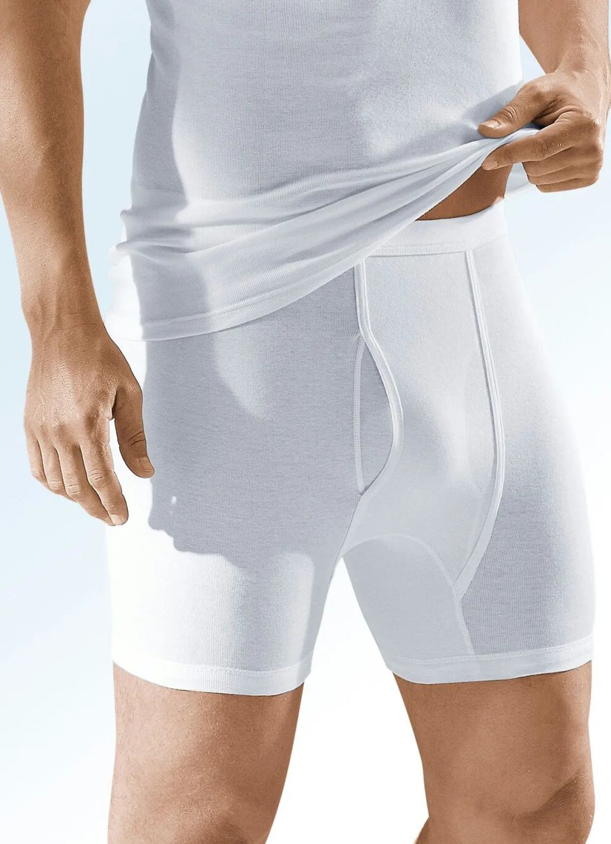 BADER Viererpack Unterhosen aus Feinripp, weiß WEISS