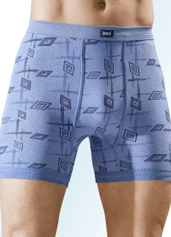 Online BADER Viererpack Unterhosen aus Feinripp mit Eingriff 2X JEANSBLAU MELIERT-BUNT, 2X GRAU MELIERT-BUNT