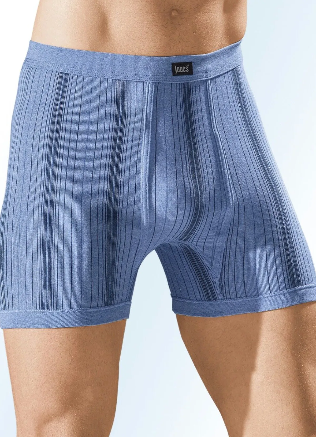 Outlet BADER Viererpack Unterhosen aus Feinripp mit Eingriff 2X JEANSBLAU MELIERT, 2X HELLGRAU MELIERT