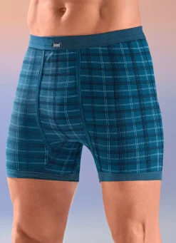 Hot BADER Viererpack Unterhosen mit Karodessin 2X MARINE-SMARAGD, 2X SMARAGD-MARINE