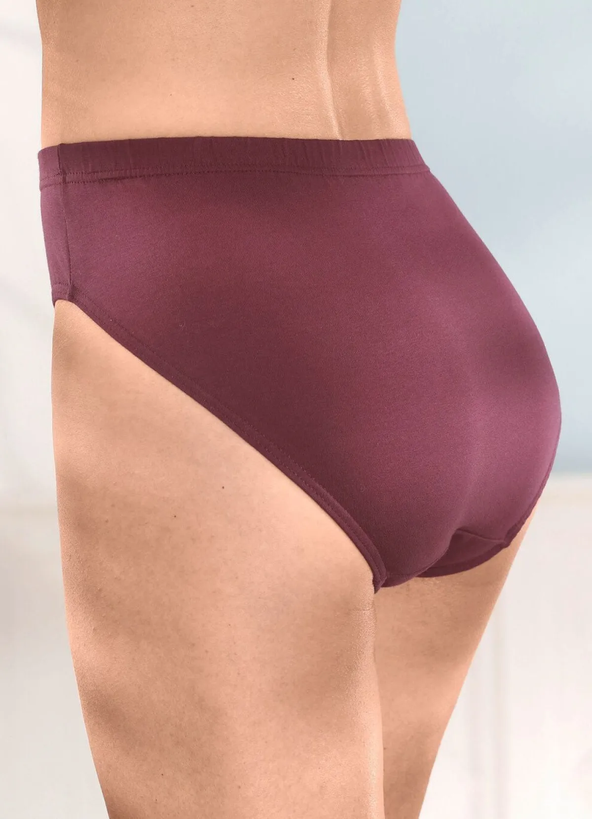 Clearance BADER Viererpack Slips mit Gummizug im Bund 2X BURGUND, 2X JEANSBLAU