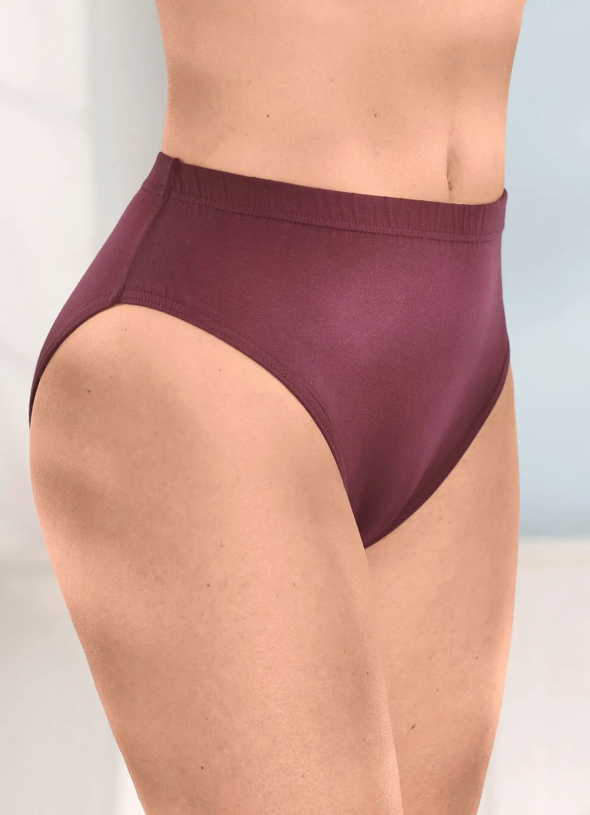Clearance BADER Viererpack Slips mit Gummizug im Bund 2X BURGUND, 2X JEANSBLAU