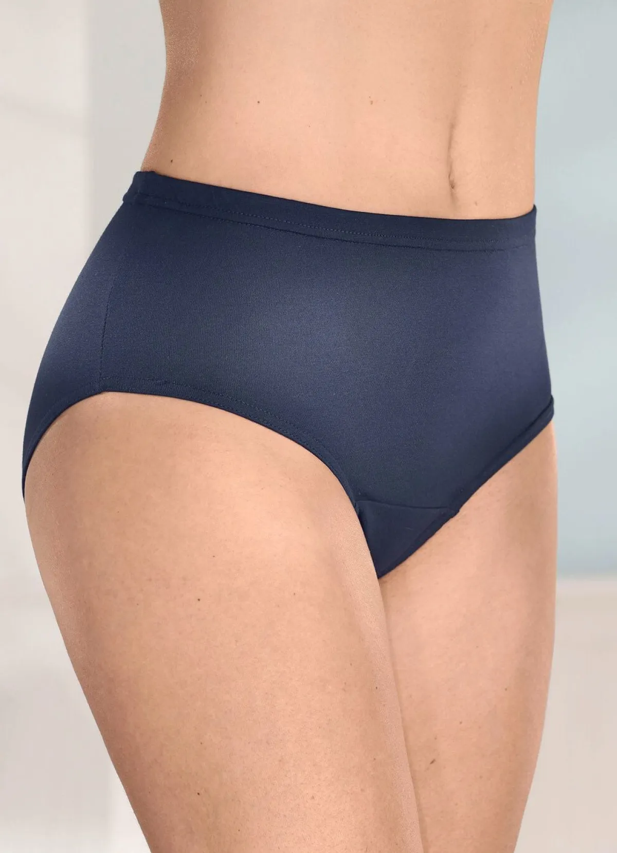 BADER Viererpack Slips mit Gummizug im Bund 2X MARINE, 2X WEISS