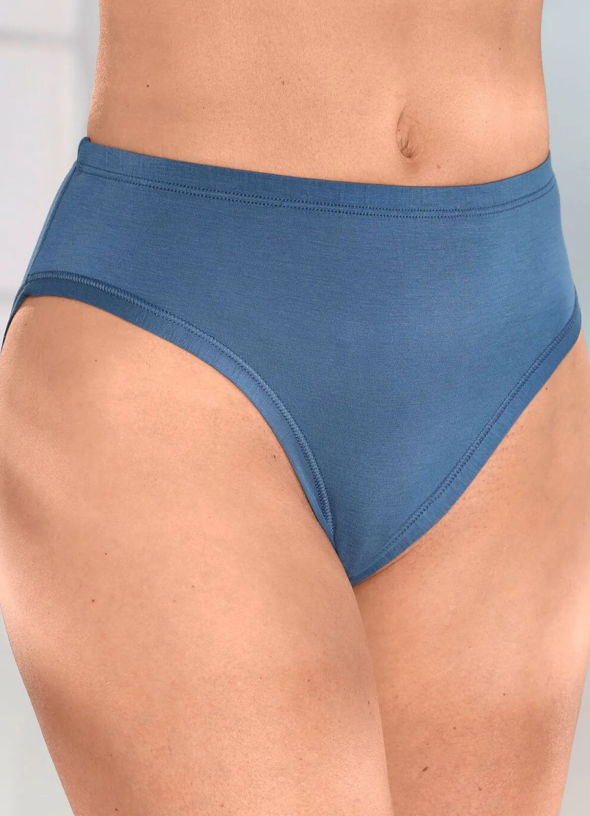 Outlet BADER Viererpack Slips mit tragangenehmer Viskose 4X JEANSBLAU