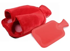 New BADER Vital Comfort Fuß-Wärmflasche mit sanftem Fleece-Bezug ROT