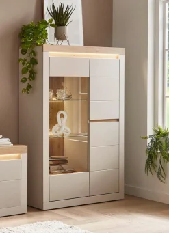Outlet BADER Vitrine mit LED-Beleuchtung, 2-türig kaschmir-eiche