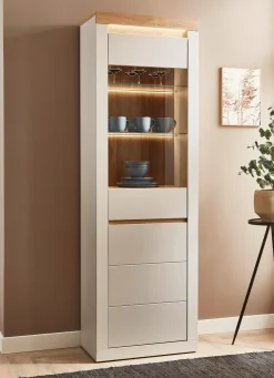 BADER Vitrine mit LED-Beleuchtung, 1-türig kaschmir-eiche