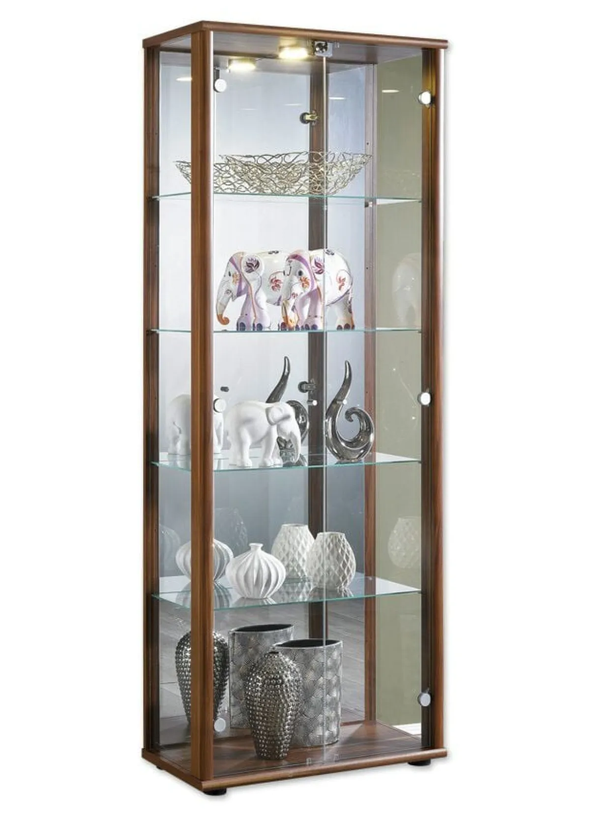 Discount BADER Vitrine, 2-türig, mit LED-Beleuchtung NUSSBAUM