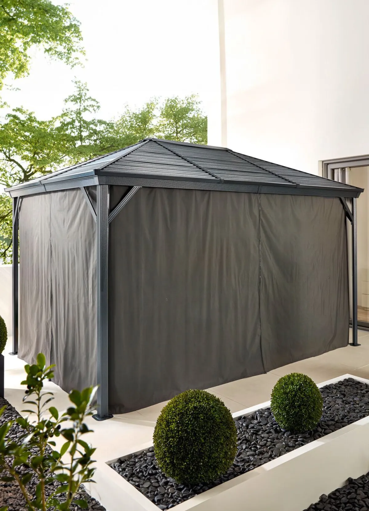 Outlet BADER Vorhang-Set zu Pavillon Ventura DUNKELGRAU