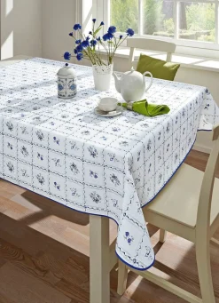 Hot BADER Wachstuch-Tischdecke in pflegeleichter Qualität BLAU-WEISS
