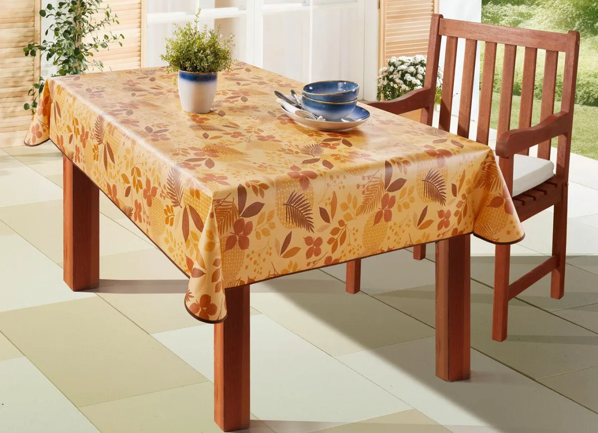Best BADER Wachstuch-Tischdecke mit Blätter-Motiv TERRA