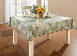 Outlet BADER Wachstuch-Tischdecke mit Ginkgo-Motiven GRÜN