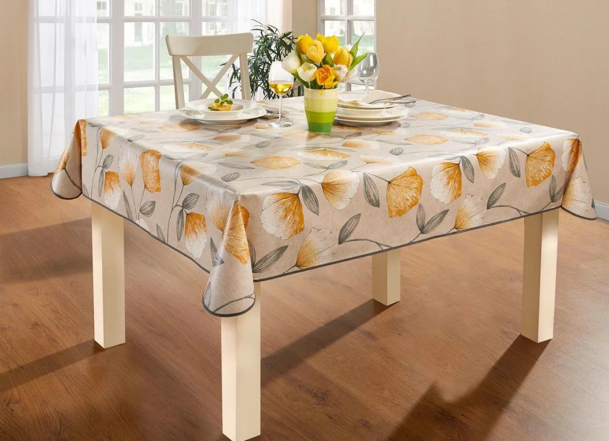 Online BADER Wachstuch-Tischdecke mit Ginkgo-Motiven TERRA