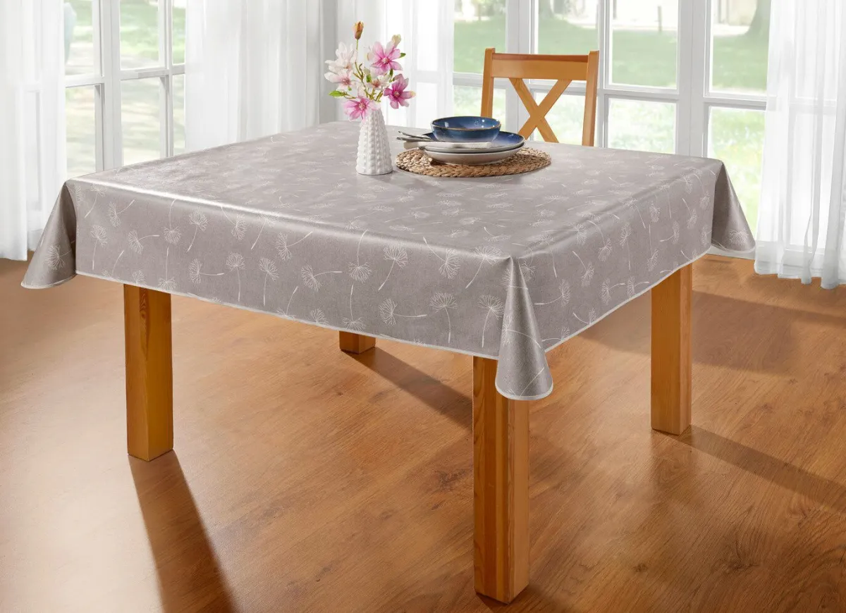 Sale BADER Wachstuch-Tischdecke mit Pusteblumen-Motiv GRAU
