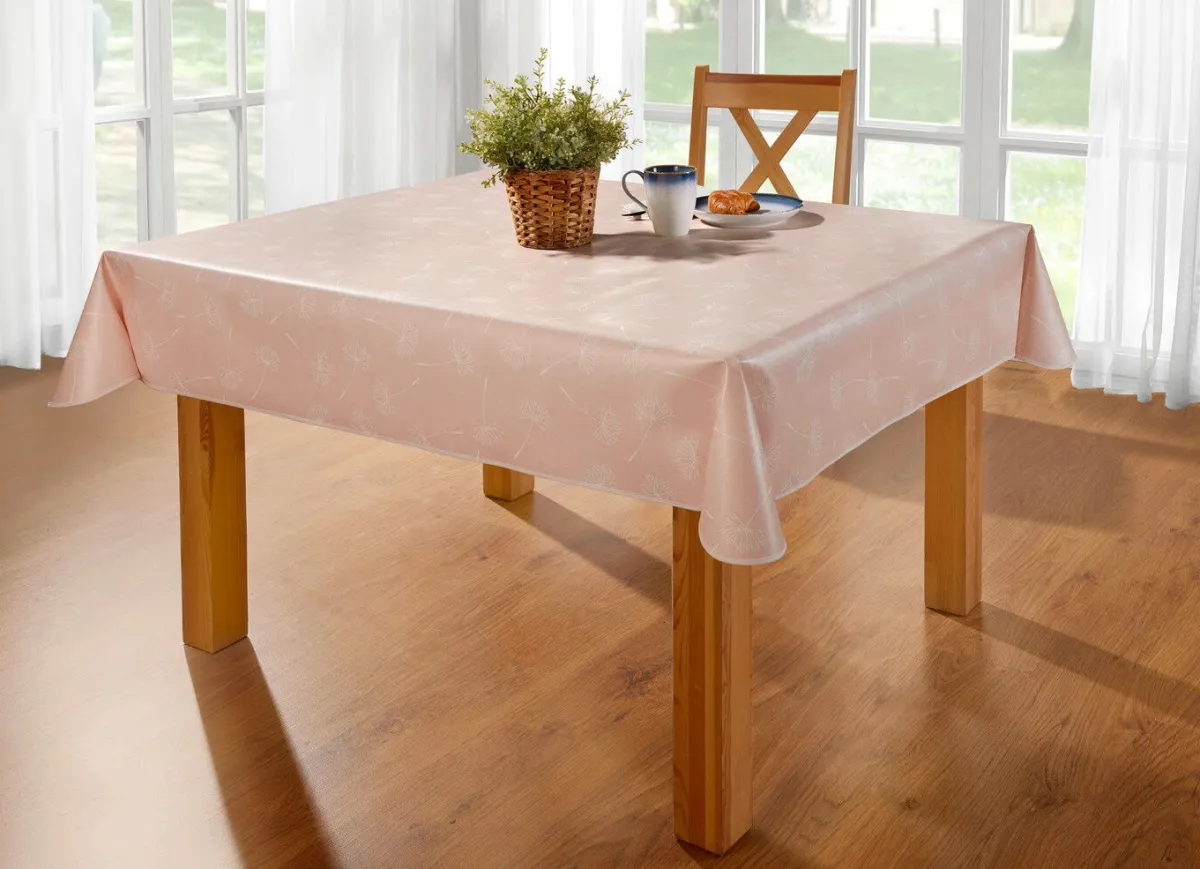BADER Wachstuch-Tischdecke mit Pusteblumen-Motiv ROSÉ