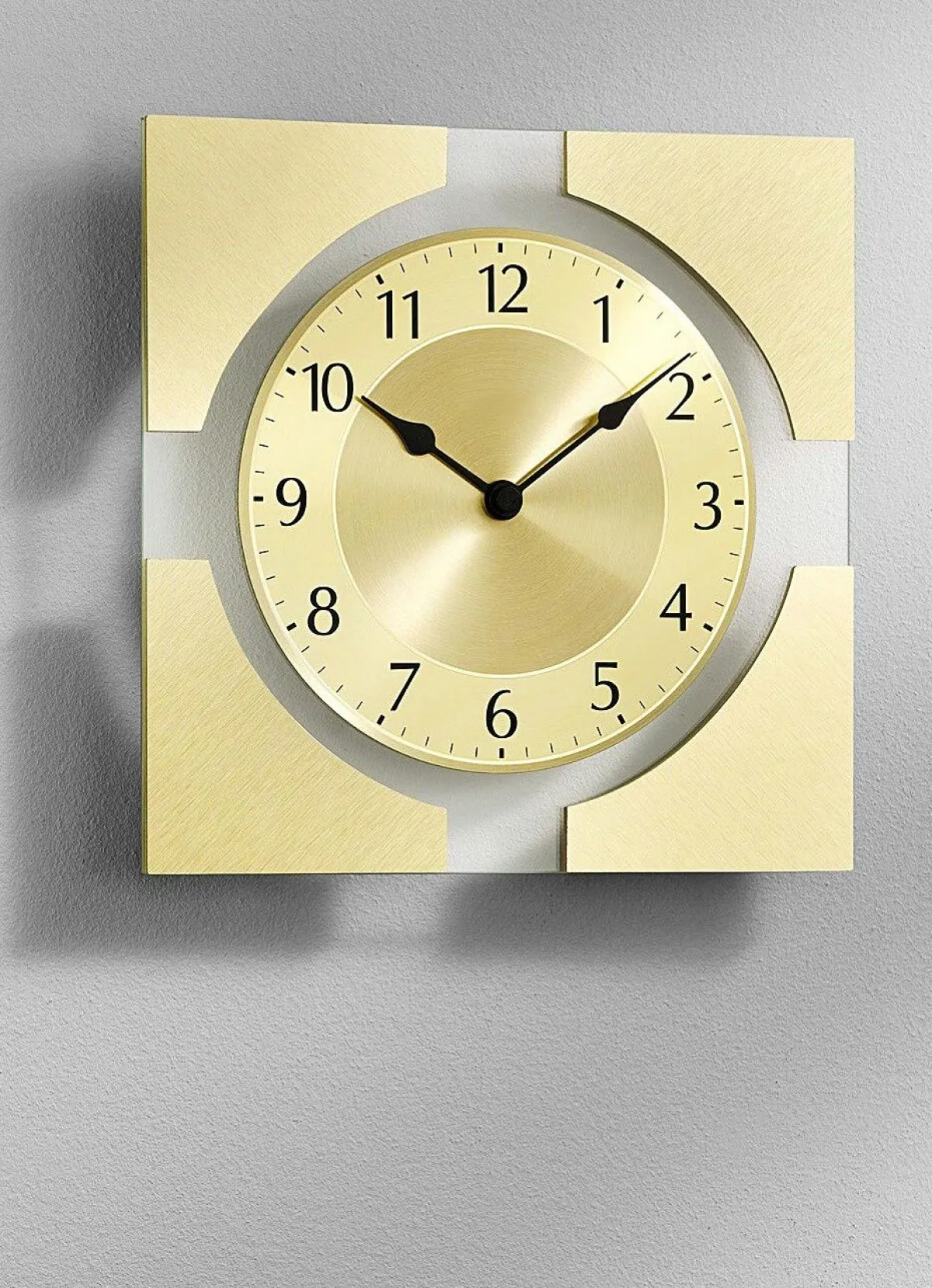 Best BADER Wanduhr aus Glas mit Funkuhrwerk GOLD